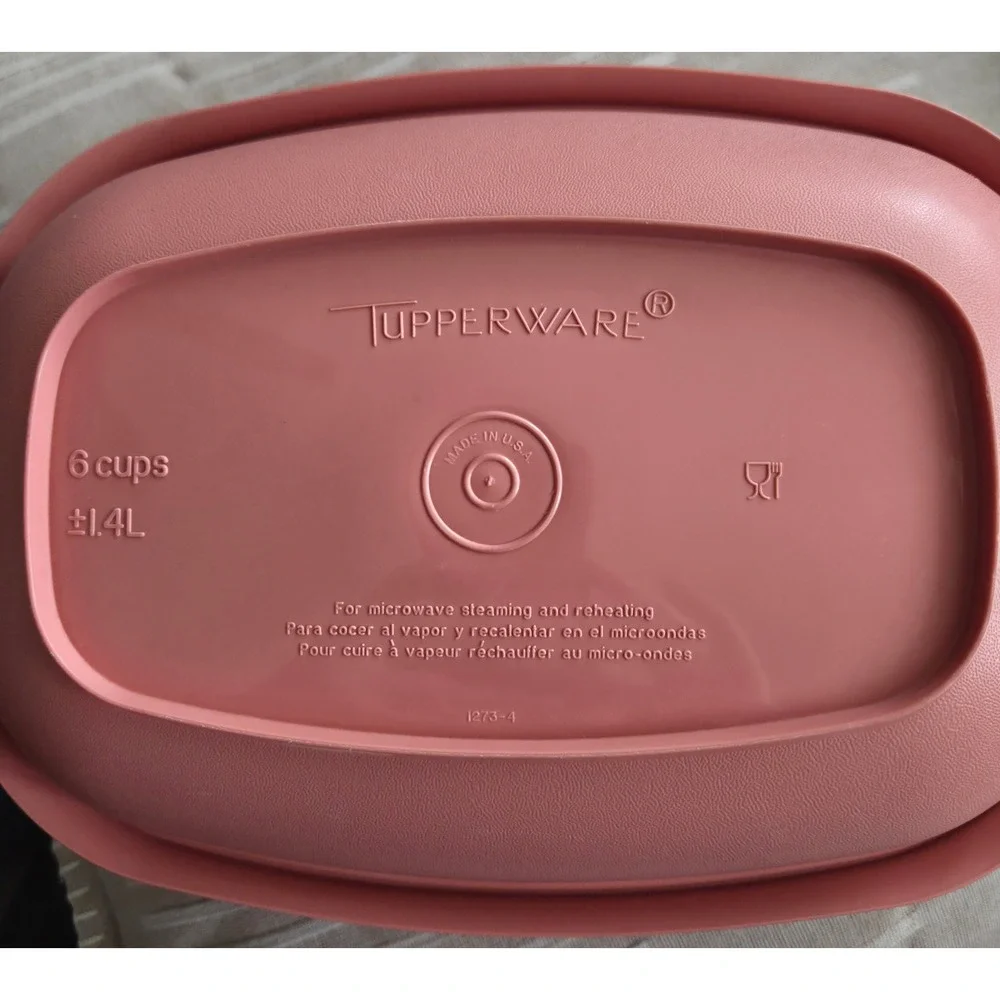 Tupperware Vtg Microwave Steamer 6 Cup 1.4L 3 Piece Set Pink‎ 1273-4 Made in USA